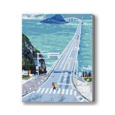 MANTO 台灣製造 DIY數字油畫 歐洲日本花海風景 初學者專用 可超取, 絕美角島大橋, 1套