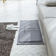 국내생산 100% 순면 발매트 92*40cm L 사이즈 주방 거실 욕실 베란다 쇼파 침대 다용도, 로고, 그레이