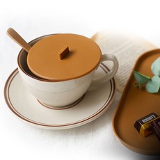 실리콘 컵커버 뚜껑 종이컵 덮개 머그 리드 8컬러, 브라우니, 1개