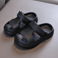 兒童拖鞋夏季洞洞鞋男女童寶寶室內軟底防滑外穿嬰幼兒防撞涼拖鞋, 1個, 8905黑色