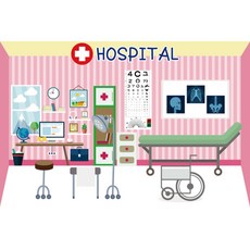 직업 역할 놀이 포토 배경 현수막, 002 병원놀이 506