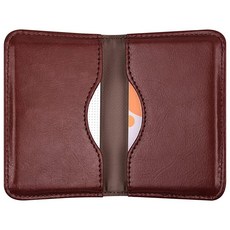 Wisdompro 명함 홀더 양면 PU 가죽 폴리오 홀더 (명함 및 신분증에 이상적) 남성 여성용 마그네틱 셧 포함 울트라 슬림 씬 - 블랙, 브라운