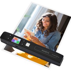 MUNBYN 휴대용 스캐너 문서 사진 텍스트를 위한 포토 스캐너1050 DPI 평면 스캔 16GB 카드 Wi-Fi 또는 USB가 포함된 Wand 리더기 PCPhone에 업로드할 수, Black, Black
