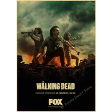 워킹 데드 포스터 Rick Grimes/Daryl Dixon 인쇄 공포 TV 쇼 빈티지 홈 룸 아트 벽 장식 복고풍 그림, 02 A4, 18 16