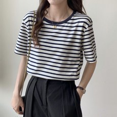 스트라이프 여름반팔 그린 XL 수유외출복 반팔 티셔츠