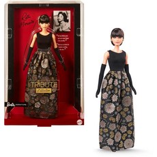 Barbie Signature Tribute Collection Rita Moreno 수집용 인형 블랙 & 골드 가운 장갑과 신발 인형 스탠드 포함, Barbie Signature Tribute Colle