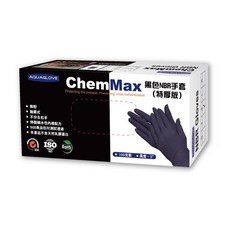 AQUAGLOVE ChemMax 黑色NBR手套 (特厚版), 1個, M號