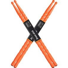 WOGOD 프리미엄 드럼 스틱 6팩 나일론 드럼스틱 특허받은 웨이브 디자인 드럼 스틱 - 스타일 (오렌지-6쌍), Drumstick-Orange-2 P