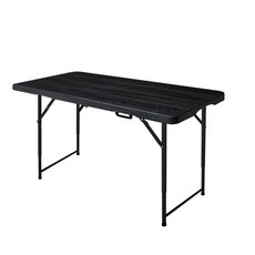 可折疊四段高度調整露營桌，寬敞桌面易攜帶，堅固耐用時尚美觀, 黑色