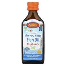 칼슨 피쉬 오일 노르웨이산 오메가 오렌지맛 800mg DHA 어린이 액상 시럽 200ml, 딸기맛