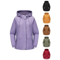 2024新款春鞦休閒風衣女寬鬆防風外套連帽長袖基礎款防風外套女