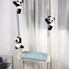 실내 그네 흔들 의자 면 로프 행거 장난감 가정용 사다리, 화이트 그린