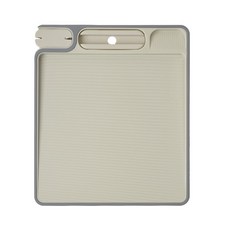多功能切菜板 帶研磨器 雙面 PP+TPR 32x38cm, 1個, 灰色,方形