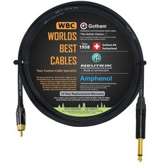 [ 1168746 ] 세계 최고의 케이블 1.8m(6피트) – TS에서 RCA로 변환하는 - Gotham GAC-1 울트라 프로 저용량 악기 및 Neutrik NP2X-B &, [ 1168746 ] 세계 최고의 케이블 1.8m(6피
