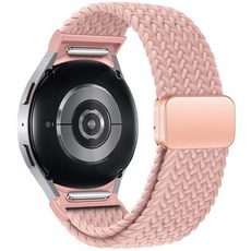 삼성 갤럭시 워치 7 6 5 4 FE 40mm 44mm/6 클래식 43mm 47mm/4 42mm 46mm/5 프로 45mm용 나일론 밴드 원 클릭 부착물 갭 없는 마그네틱, 핑크 샌드