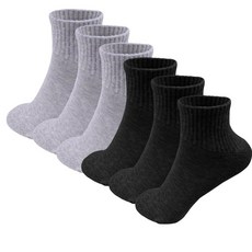 TZ Promise 6팩 - 여성용 운동용 쿼터 앵클 로우 컷 면 양말 쿠션 스포츠 러닝 블랙/그레이, 104786