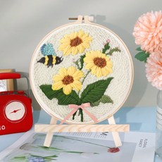 【超繪玩】戳戳繡毛綫繡針材料包 兒童學生課活動裝飾畫, 浪漫滿屋—送戳筆+支架 （材料包）⚑⚑, 1個