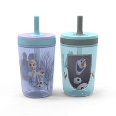 Zak Designs St. Jude Kelso 유아용 텀블러 여행 또는 가정용 425.2g(15온스) 2팩 내구성 있는 플라스틱 빨대컵 누출 방지 디자인으로 어린이에게, 겨울왕국 2