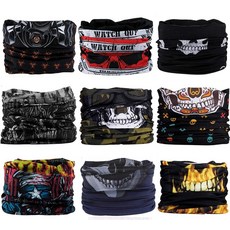 9피스 페이스 마스크 반다나 헤드밴드 헤드 랩 스카프 넥 워머 헤드웨어 방한모 먼지 태양 바람용 공작의 아름다움 162523, Knight