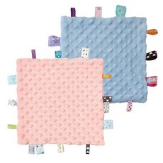 해외 CREVENT Tag Security 아기용 담요 남아용 부드럽고 작은 러비 아기 이불 감각 생일 베이비 샤워를 위한 훌륭한 선물 25.4 x 25.4cm10 10인치 8, Macaron Pink + Blue.