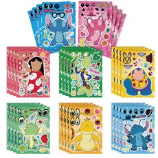 스티치 스탬프 파티 키체인 장식 선물 릴로 재사용 가능한 생일 용품 빨대 크리스마스 할로윈, 8pcs sticker