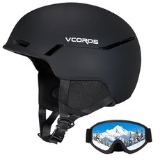 VCOROS 스키 고글 포함 스키 헬멧 DXH-816 스노보드 헬멧 남성 여성 스노우 스포츠 스키 스케이트 스노우보드용(매트 블랙 스몰), S, 매트 블랙 스키 고글