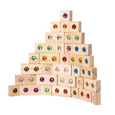 나무 DIY 퍼즐 블록 스태킹 다채로운 교육 크리 티브 장난감 계몽 사고, NB290C3-32PCS