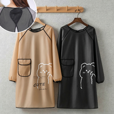 맘샤핑 방수 앞치마 찍찍이 작업복 소매 긴팔 빅사이즈 애견미용, 1개, 블랙