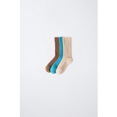 [국내배송] 자라 ZARA STORIESZ - 코튼 립 롱 삭스 3켤레 세트 멀티컬러 970891