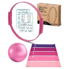 SUBCULTUREPICK 필라테스 링 실리콘 매직 가볍고 내구성이 뛰어난 유연한 피트니스 서클 운동 장비 팔 허벅지 다리 코어 요가 176449, 2-핑크