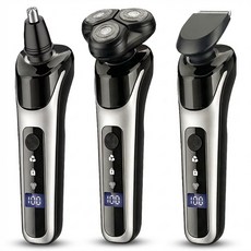 ATAASHA 남자 전기면도기 3in1 남성 코털제거기 이발기 겸용, 실버블랙, 3in1 면도기