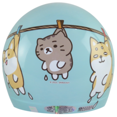 KK 柴語錄 兒童3/4罩安全帽 附鏡片 兒童安全帽 兒童半罩, 藍綠