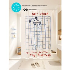 드로잉 모던 욕실 방수 고급 두꺼운 곰팡이방지, 1개, 1_C_라이트 블루빛에 물든 두꺼운 샤워 커튼