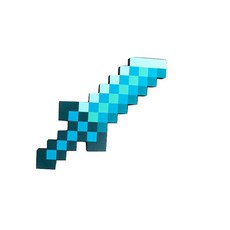 【台灣出貨】我的世界鑽石劍 EVA泡沫武器 馬賽克劍 MC鑽石劍 麥塊周邊玩具, 1個, 藍色小斜劍/25CM