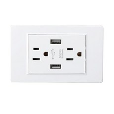 新品 桃園出貨 多孔立式插排 新款帶雙usb typec麵闆黑色臺灣電源墻壁充電插座, 白色USB輸出5V2.1A, 1個