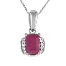 LB 익스클루시브 중고 14K 화이트 골드 다이아몬드 루비 네크리스