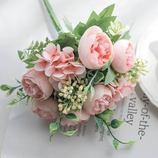 수국 알륨 조화 인테리어 부쉬 다발 장식 꽃 촬영 컬러, 꿈의 모란 손잡이 꽃 핑크