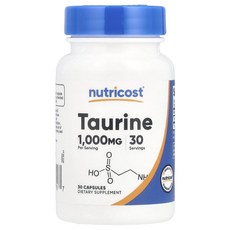 효과가좋습니다 Nutricost 타우린 1000mg 캡슐 30정 고급영양제, 1개