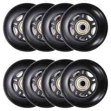 YELARXI 베어링이 있는 인라인 스케이트 휠 야외 및 실내 롤러 스케이트 휠 인라인 스케이트 교체품 (64mm 8팩 블랙 투명) 스쿠터용