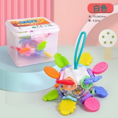 DFMEI 嬰幼兒早教益智曼哈頓球原子球可啃咬磨牙牙膠手抓球兒童玩具哄娃, 1個, 袋裝, 曼哈頓手抓球-白色-扁款