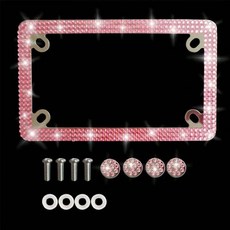핑크 블링 번호판 프레임 라인 크리스탈 글리터 장식 자동차, 1개, 3. A7