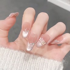 2025上新 絲綢貓眼純欲冰花薔薇少女穿戴甲美甲, 1個, 482『梦幻花园』,M中號