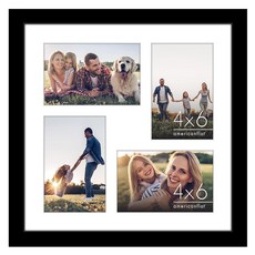 Americanflat 10.2 x 15.2cm(4 x 6인치) 콜라주 사진 프레임 및 비산 방지 유리 - 10.2x15.2cm(4x6인치) 사진 3장에 적합 또는 20.3x4, 12x12, Black