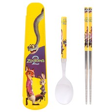 Zootopia 兒童餐具組 筷子 勺子 餐具盒, 黃色, 1套, 筷匙盒