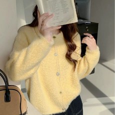 투니스 여성 무드 슬림핏 단색 니트 가디건