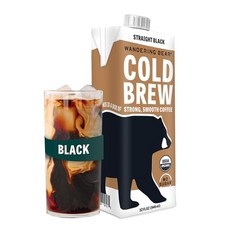 Wandering Bear Extra Strong Organ Wandering Bear Extra Strong Organic Cold Brew Coffee Straight Bla, 스트레이트 블랙, 32 Fl Oz (Pack of 1), 946ml