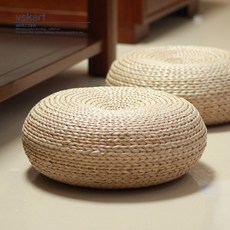 원형 다도 방석 명상 키높이 좌선 방석 좌식 쿠션, 바나나잎 본연색, 60cm 지름 17cm