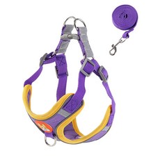 狗狗胸背帶牽引繩套裝 柔軟舒適寵物外出胸背帶 反光安全設計犬用牽引繩, 宠物胸背带紫色, 1個