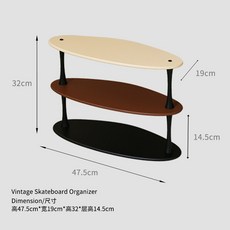 【椿嶼】三色杯架木質滑闆法式複古桌麵擺茶杯杯子收納置物架置物架, 滑板三色杯架, 1個