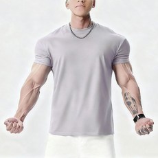 男款健身運動速幹彈力跑步訓練T恤 機能排汗涼感冰絲上衣